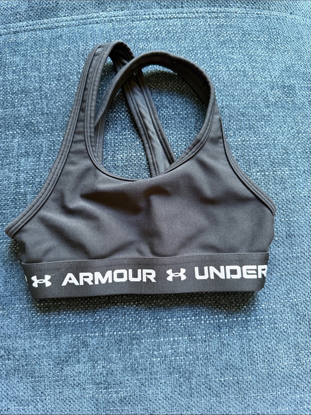 Under Armour Black Girls Cross-Back Logo Sports Bra